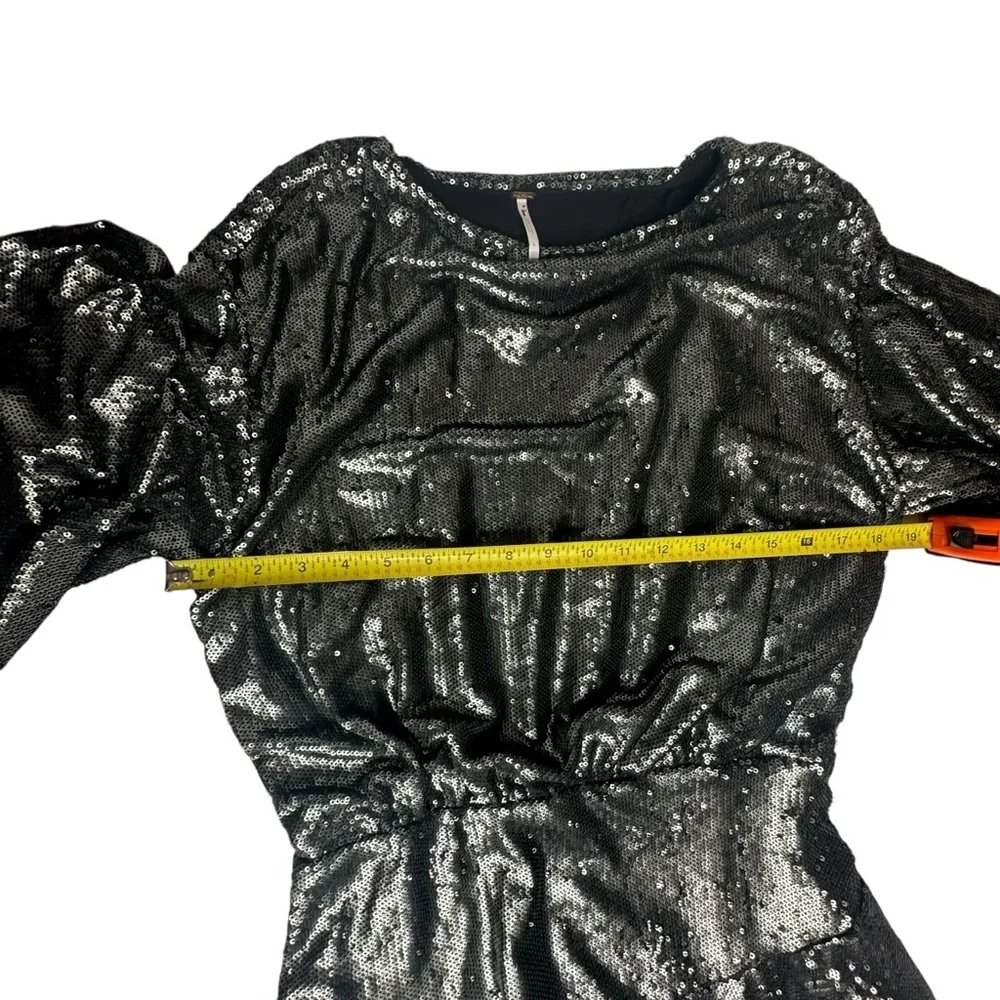 NWOT Free People Munuka Gun Metal Gray Sequin Mini Dress S - Picture 10 of 14